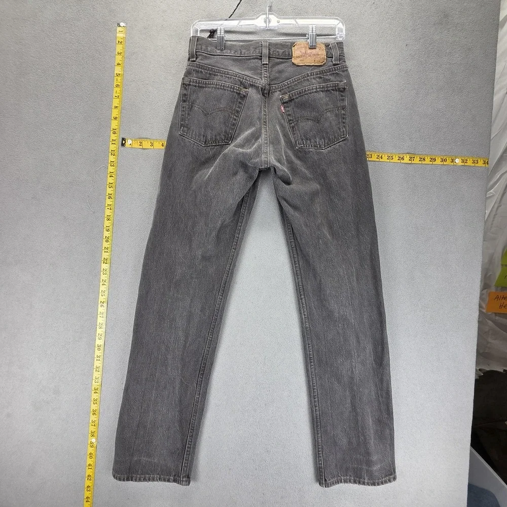Vintage‎ Levis 501 Jeans Mens Gray Charcoal Wash Button Fly Made USA Fits 27x30